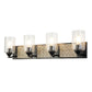 Lucas & McKearn Arcadia 4-Light Matte Black & Antique Silver Wall Light With Seeded Clear Glass Cylinder Shade