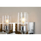 Lucas & McKearn Arcadia 4-Light Polished Chrome & Antique Gold Wall Light With Seeded Clear Glass Cylinder Shade