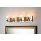 Lucas & McKearn Arcadia 4-Light Polished Chrome & Antique Gold Wall Light With Seeded Clear Glass Cylinder Shade
