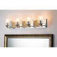 Lucas & McKearn Arcadia 4-Light Polished Chrome & Antique Silver Wall Light With Seeded Clear Glass Cylinder Shade
