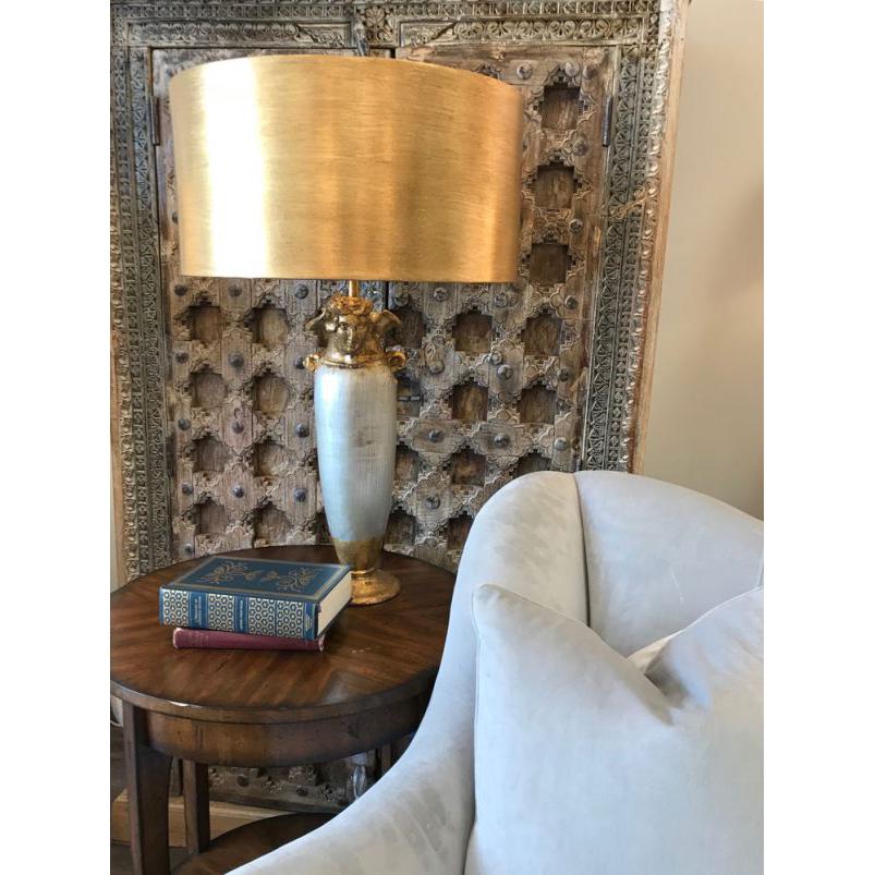 Lucas & McKearn Bienville 30" Gold and Silver Table Lamp With Drum-Shaped Shade