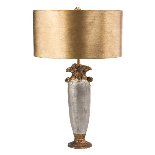 Lucas & McKearn Bienville 30" Gold and Silver Table Lamp With Drum-Shaped Shade