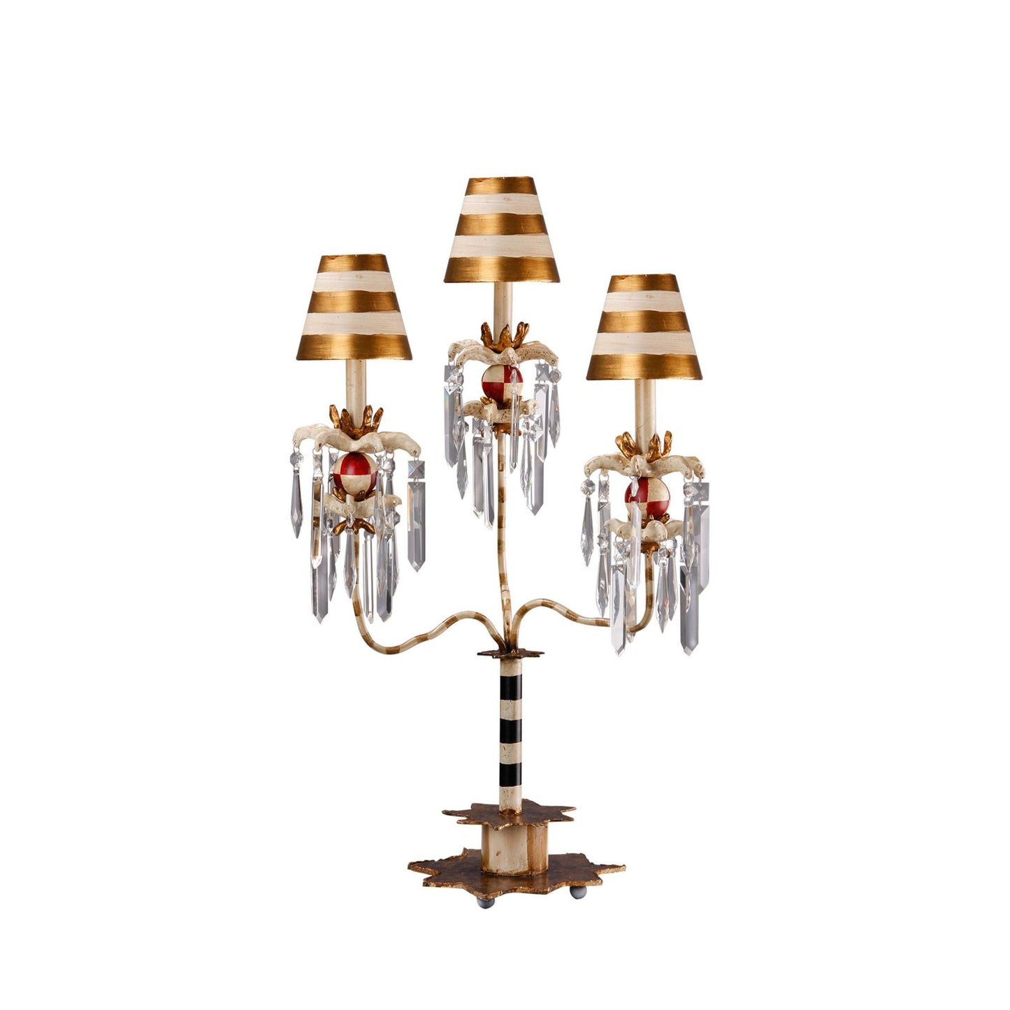 Lucas & McKearn Birdland 32" Gold Buffet Table Lamp With Cone-Shape Shade and Crystal Accents