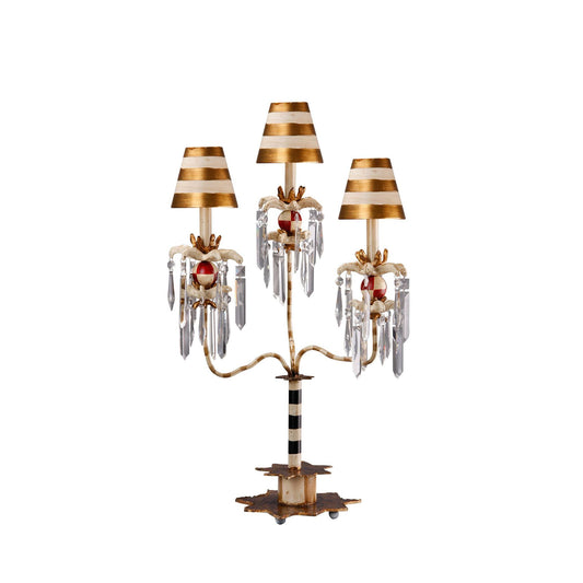Lucas & McKearn Birdland 32" Gold Buffet Table Lamp With Cone-Shape Shade and Crystal Accents