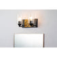 Lucas & McKearn Bocage 2-Light Matte Black & Antique Gold Wall Light With Seeded Clear Glass Cylinder Shade