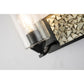 Lucas & McKearn Bocage 2-Light Matte Black & Antique Silver Wall Light With Seeded Clear Glass Cylinder Shade