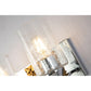 Lucas & McKearn Bocage 2-Light Polished Chrome & Antique Gold Wall Light With Seeded Clear Glass Cylinder Shade