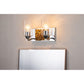 Lucas & McKearn Bocage 2-Light Polished Chrome & Antique Gold Wall Light With Seeded Clear Glass Cylinder Shade