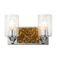 Lucas & McKearn Bocage 2-Light Polished Chrome & Antique Gold Wall Light With Seeded Clear Glass Cylinder Shade