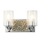 Lucas & McKearn Bocage 2-Light Polished Chrome & Antique Silver Wall Light With Seeded Clear Glass Cylinder Shade