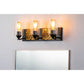 Lucas & McKearn Bocage 3-Light Matte Black & Antique Gold Wall Light With Seeded Clear Glass Cylinder Shade