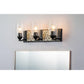 Lucas & McKearn Bocage 3-Light Matte Black & Antique Silver Wall Light With Seeded Clear Glass Cylinder Shade