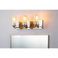 Lucas & McKearn Bocage 3-Light Polished Chrome & Antique Gold Wall Light With Seeded Clear Glass Cylinder Shade