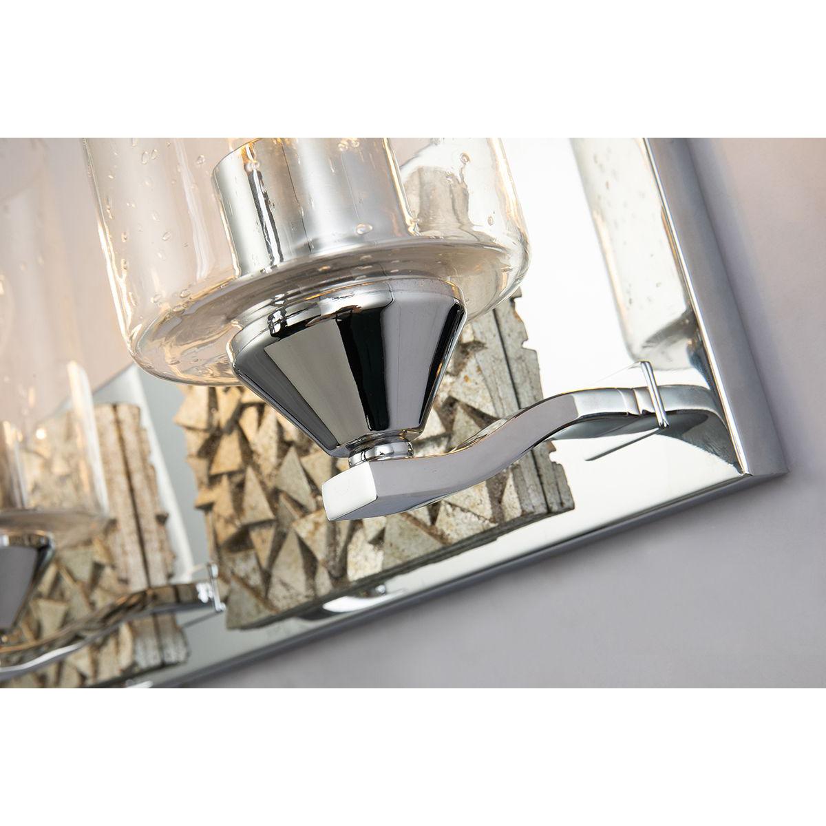 Lucas & McKearn Bocage 3-Light Polished Chrome & Antique Silver Wall Light With Seeded Clear Glass Cylinder Shade