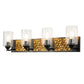 Lucas & McKearn Bocage 4-Light Matte Black & Antique Gold Wall Light With Seeded Clear Glass Cylinder Shade