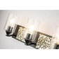 Lucas & McKearn Bocage 4-Light Matte Black & Antique Silver Wall Light With Seeded Clear Glass Cylinder Shade