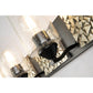 Lucas & McKearn Bocage 4-Light Matte Black & Antique Silver Wall Light With Seeded Clear Glass Cylinder Shade