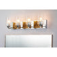 Lucas & McKearn Bocage 4-Light Polished Chrome & Antique Gold Wall Light With Seeded Clear Glass Cylinder Shade