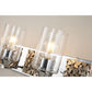 Lucas & McKearn Bocage 4-Light Polished Chrome & Antique Silver Wall Light With Seeded Clear Glass Cylinder Shade