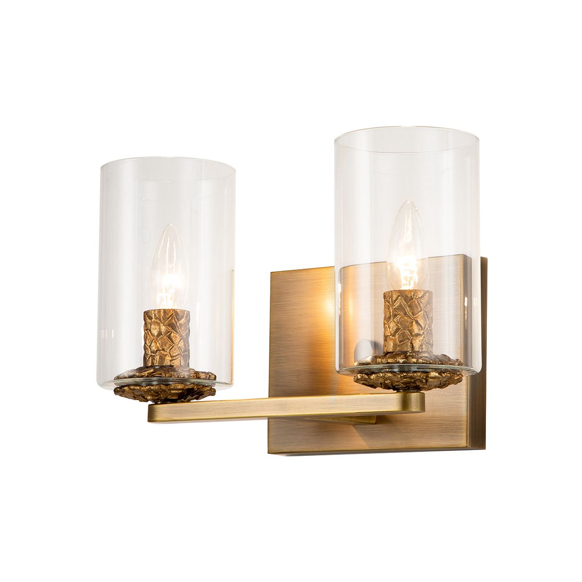 Lucas & McKearn Bolivar 2-Light Antique Brass Candle Style Wall Light