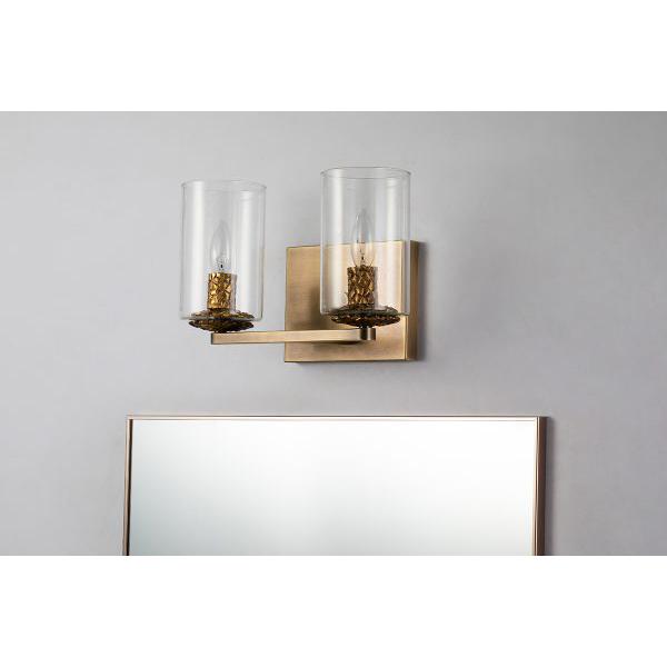 Lucas & McKearn Bolivar 2-Light Antique Brass Candle Style Wall Light