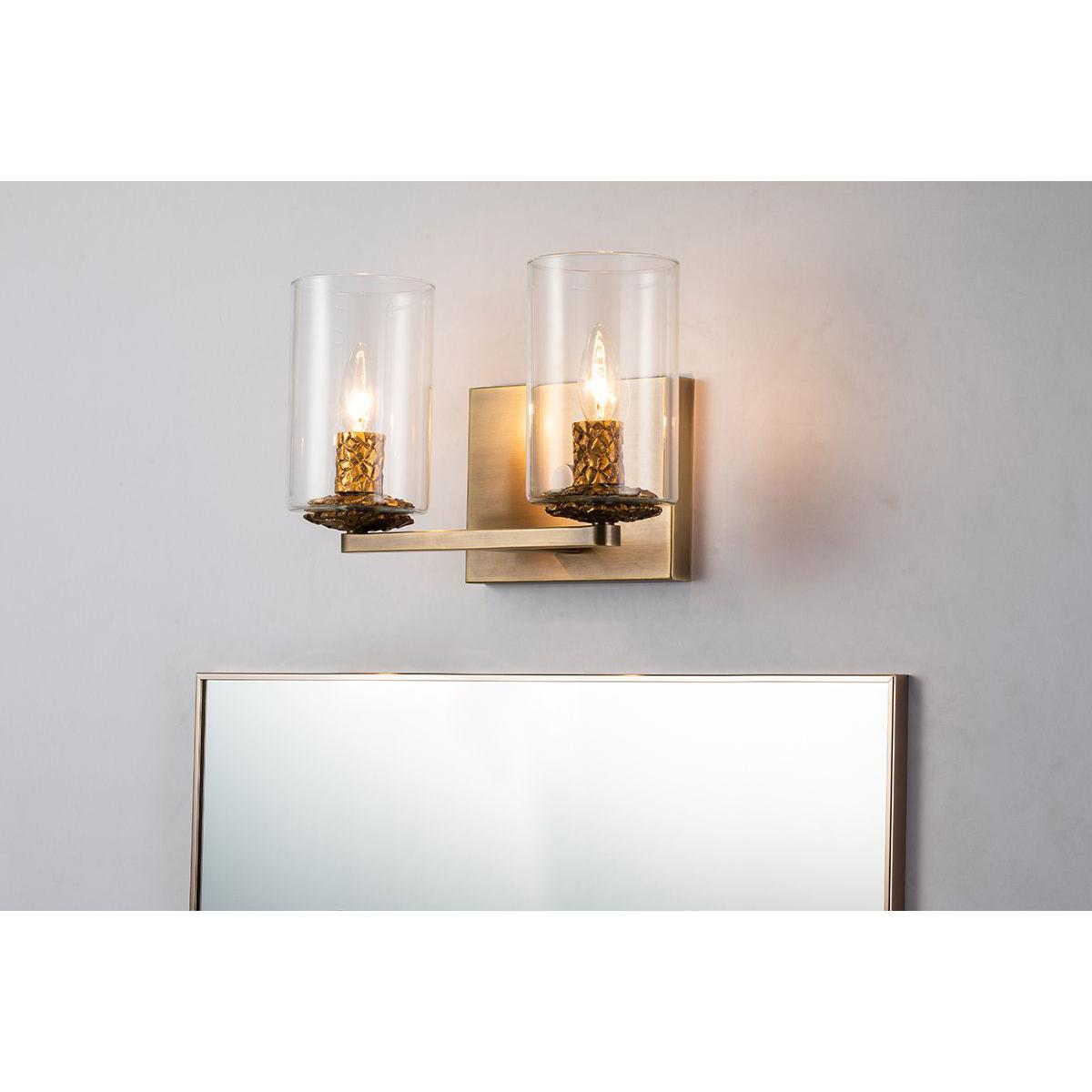 Lucas & McKearn Bolivar 2-Light Antique Brass Candle Style Wall Light