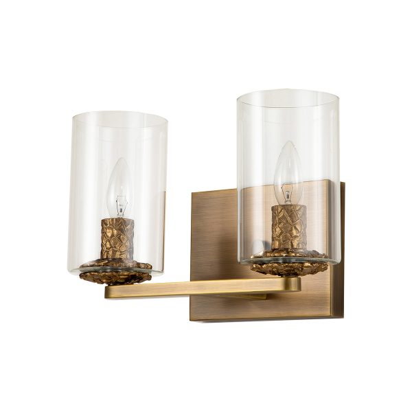 Lucas & McKearn Bolivar 2-Light Antique Brass Candle Style Wall Light