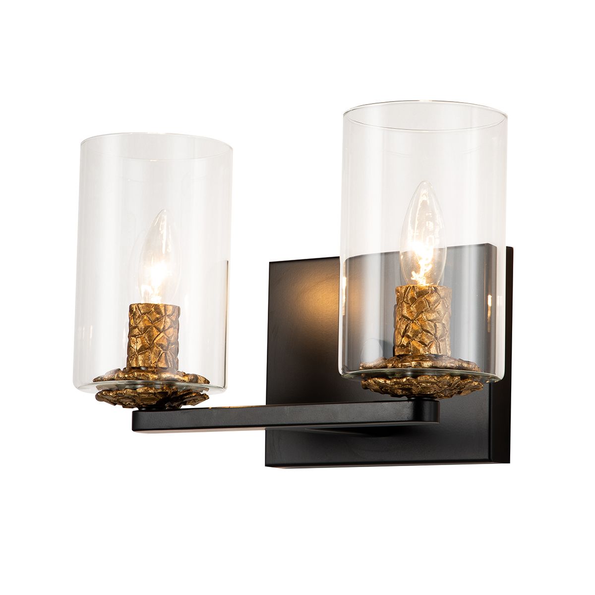 Lucas & McKearn Bolivar 2-Light Matte Black Candle Style Wall Light