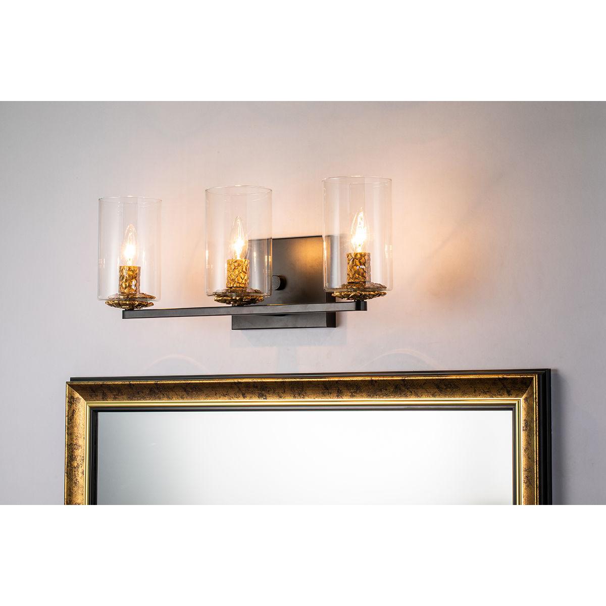 Lucas & McKearn Bolivar 3-Light Matte Black Candle Style Wall Light