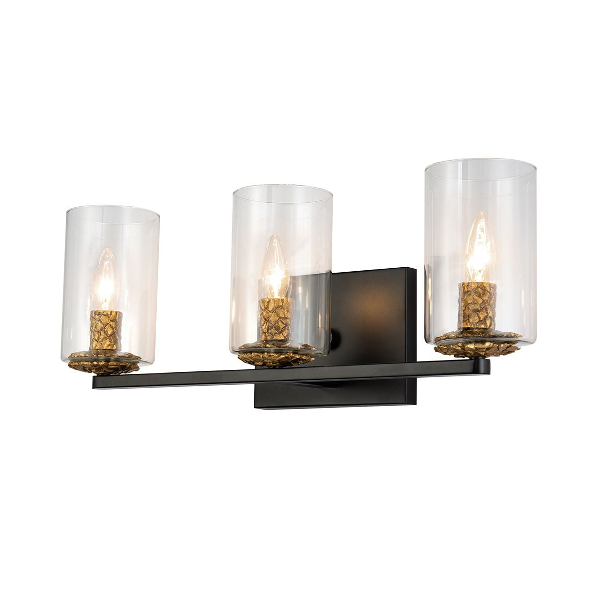 Lucas & McKearn Bolivar 3-Light Matte Black Candle Style Wall Light