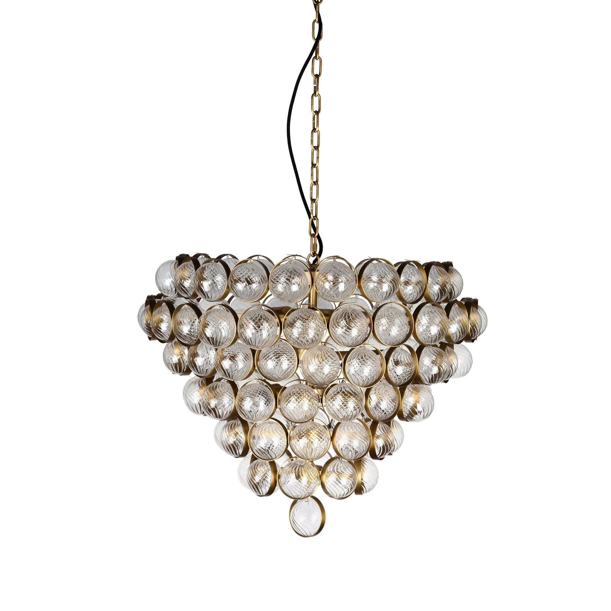 Lucas & McKearn Bouquet 8-Light Aged Brass Chandelier With Etched Glass Ball Shade