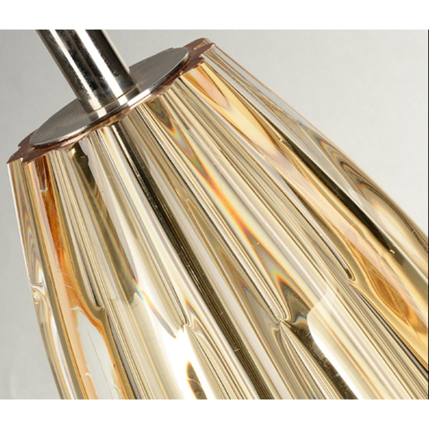 Lucas & McKearn Cognac 25" Clear Glass Amber Accent Table Lamp With White Drum-Shaped Shade and Crystal Round Base