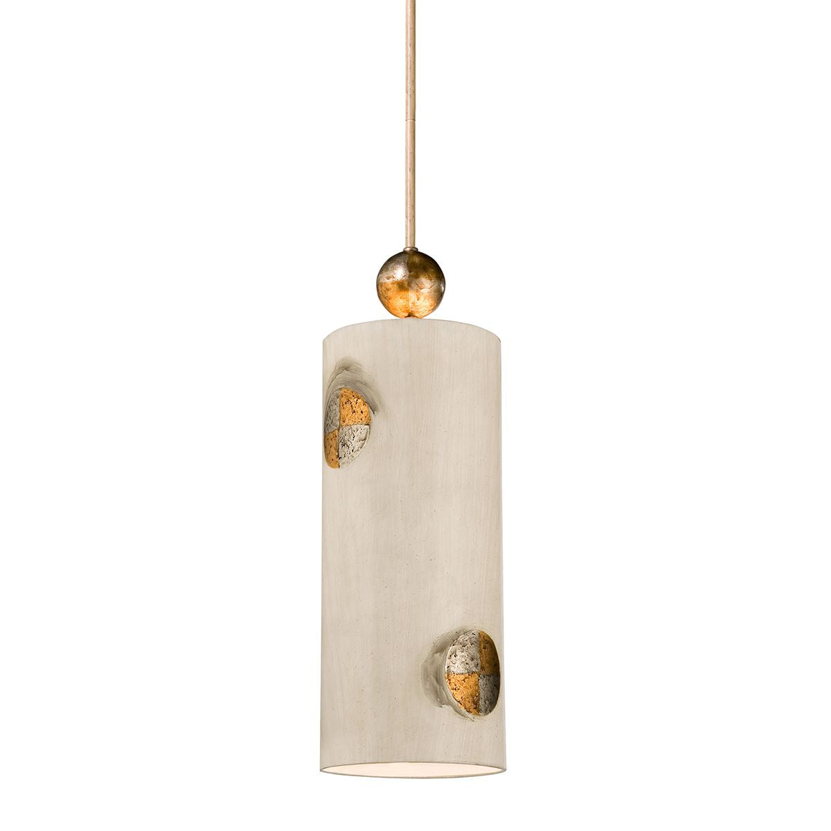 Lucas & McKearn Compass 1-Light Gold & Silver Large Leaf Sphere Pendant With Taupe Cylindrical Shade