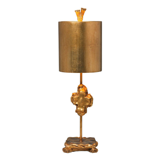 Lucas & McKearn Cross 23" Gold Accent Table Lamp With Drum-Shaped Shade and Gold Accents