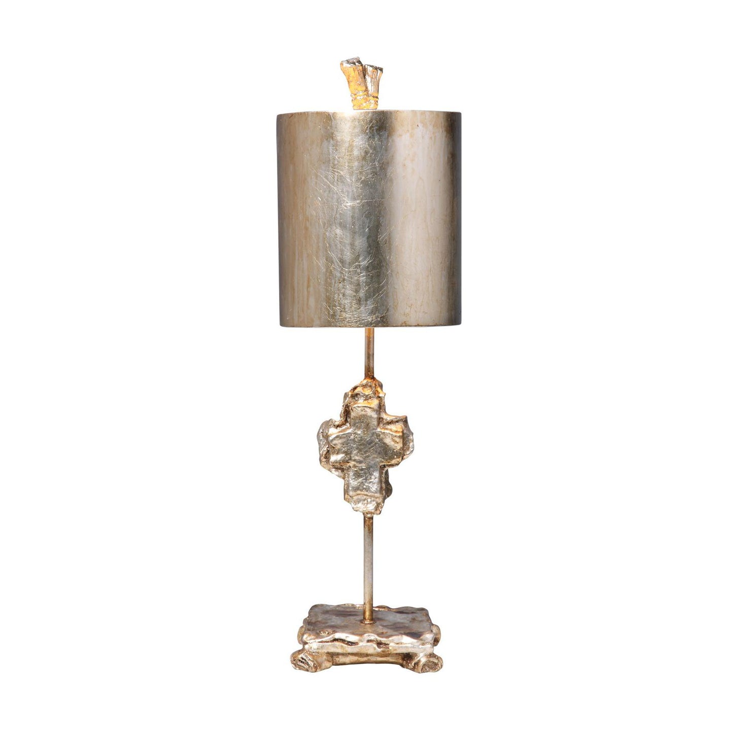 Lucas & McKearn Cross 23" Silver Accent Table Lamp With Drum-Shaped Shade and Silver Accents