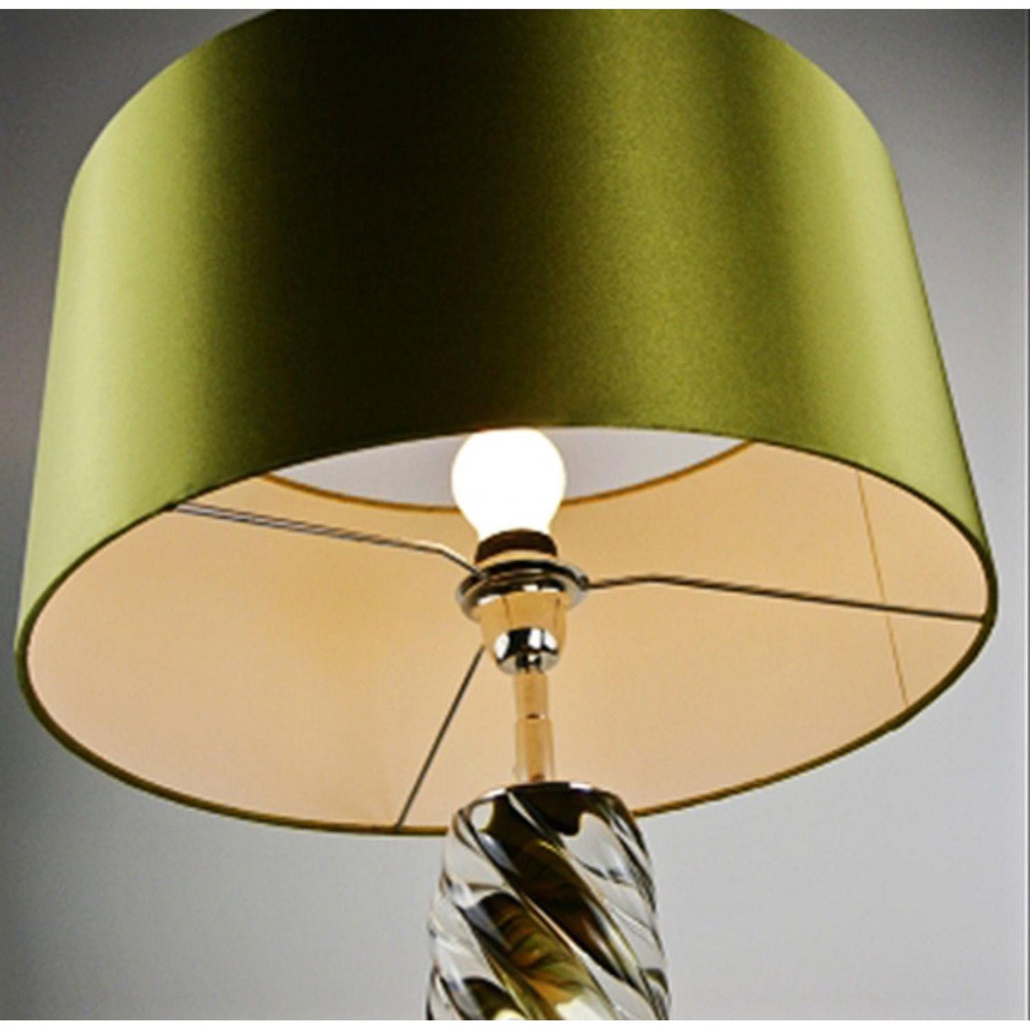 Lucas & McKearn Dalrymple 27" Smokey Olive Green Table Lamp With Clear Twisted Glass and French Wire