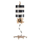 Lucas & McKearn Dominique 25" Black & White Accent Table Lamp With Cylinder-Shape Stripe Shade and Gold Leaf Finial