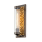 Lucas & McKearn Elysian 1-Light Dark Bronze and Gold Leaf Wall Sconce With Clear Glass Candle Cover