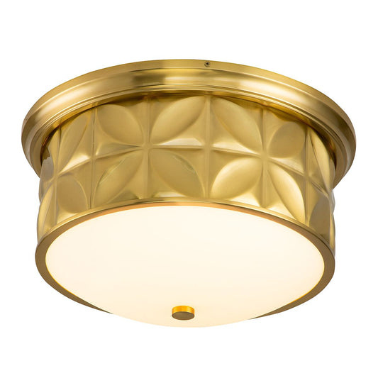 Lucas & McKearn Epsilon 18" Round Aged Brass Flush Mount Lighting With Creamy White Glass Shade