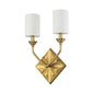 Lucas & McKearn Epsilon 2-Light Aged Brass Wall Sconce With White Fabric Shades