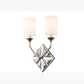 Lucas & McKearn Epsilon 2-Light Polished Chrome Wall Sconce With White Fabric Shades