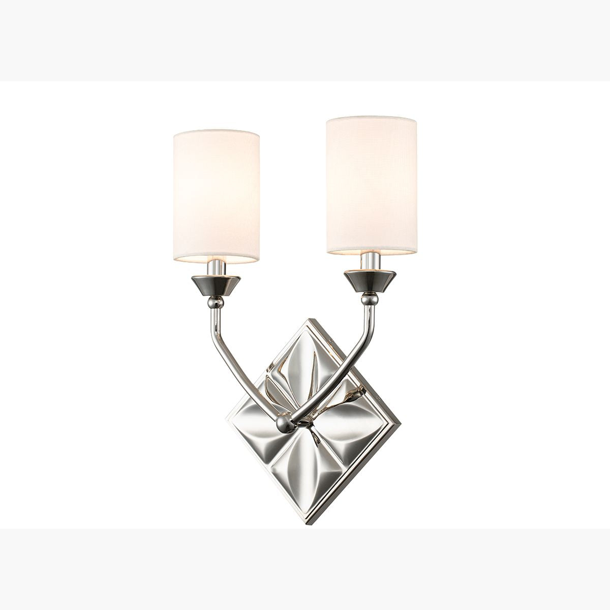 Lucas & McKearn Epsilon 2-Light Polished Chrome Wall Sconce With White Fabric Shades