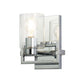 Lucas & McKearn Estes 1-Light Polished Chrome Wall Light With Cylinder Shape Clear Glass Shade