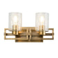 Lucas & McKearn Estes 2-Light Antique Brass Wall Light With Cylinder Shape Clear Glass Shade