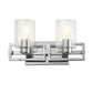 Lucas & McKearn Estes 2-Light Polished Chrome Wall Light With Cylinder Shape Clear Glass Shade