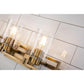Lucas & McKearn Estes 3-Light Antique Brass Wall Light With Cylinder Shape Clear Glass Shade
