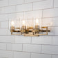 Lucas & McKearn Estes 3-Light Antique Brass Wall Light With Cylinder Shape Clear Glass Shade