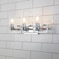 Lucas & McKearn Estes 3-Light Polished Chrome Wall Light With Cylinder Shape Clear Glass Shade
