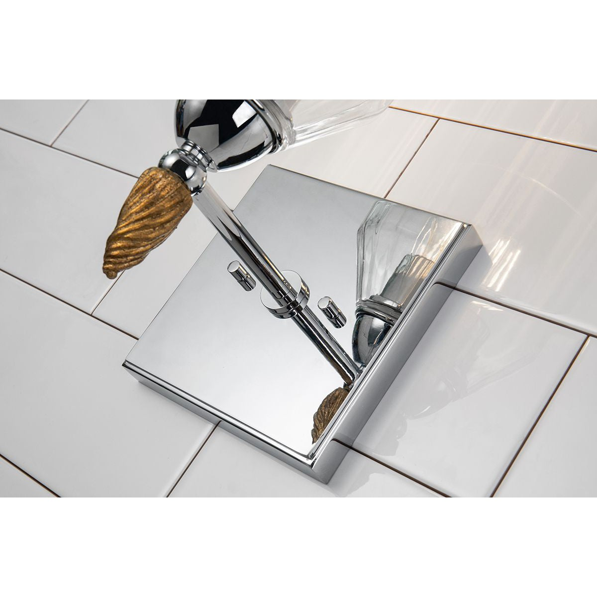 Lucas & McKearn Felice 1-Light Polished Chrome Wall Light With Acorn-Shaped Gold Accents