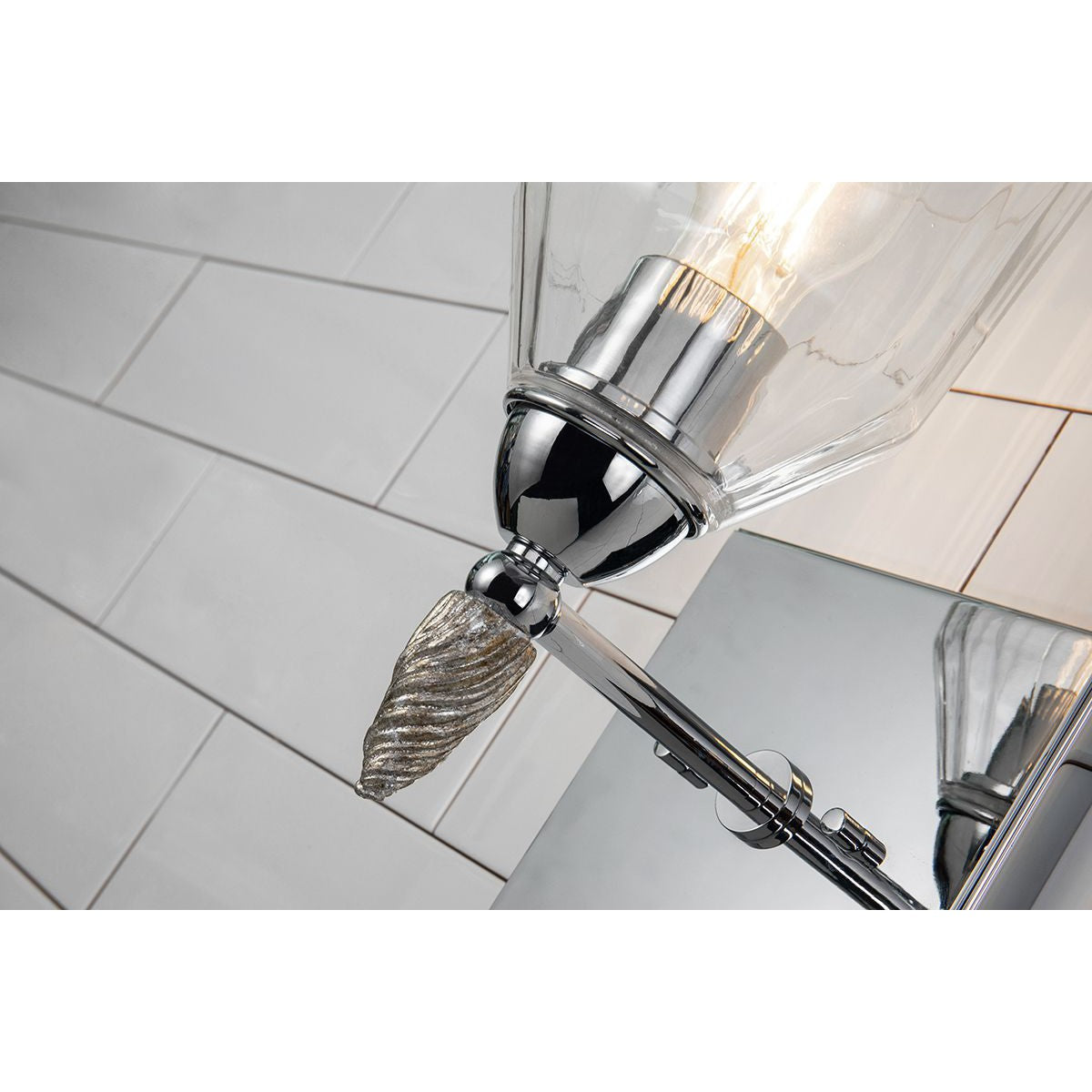 Lucas & McKearn Felice 1-Light Polished Chrome Wall Light With Acorn-Shaped Silver Accents
